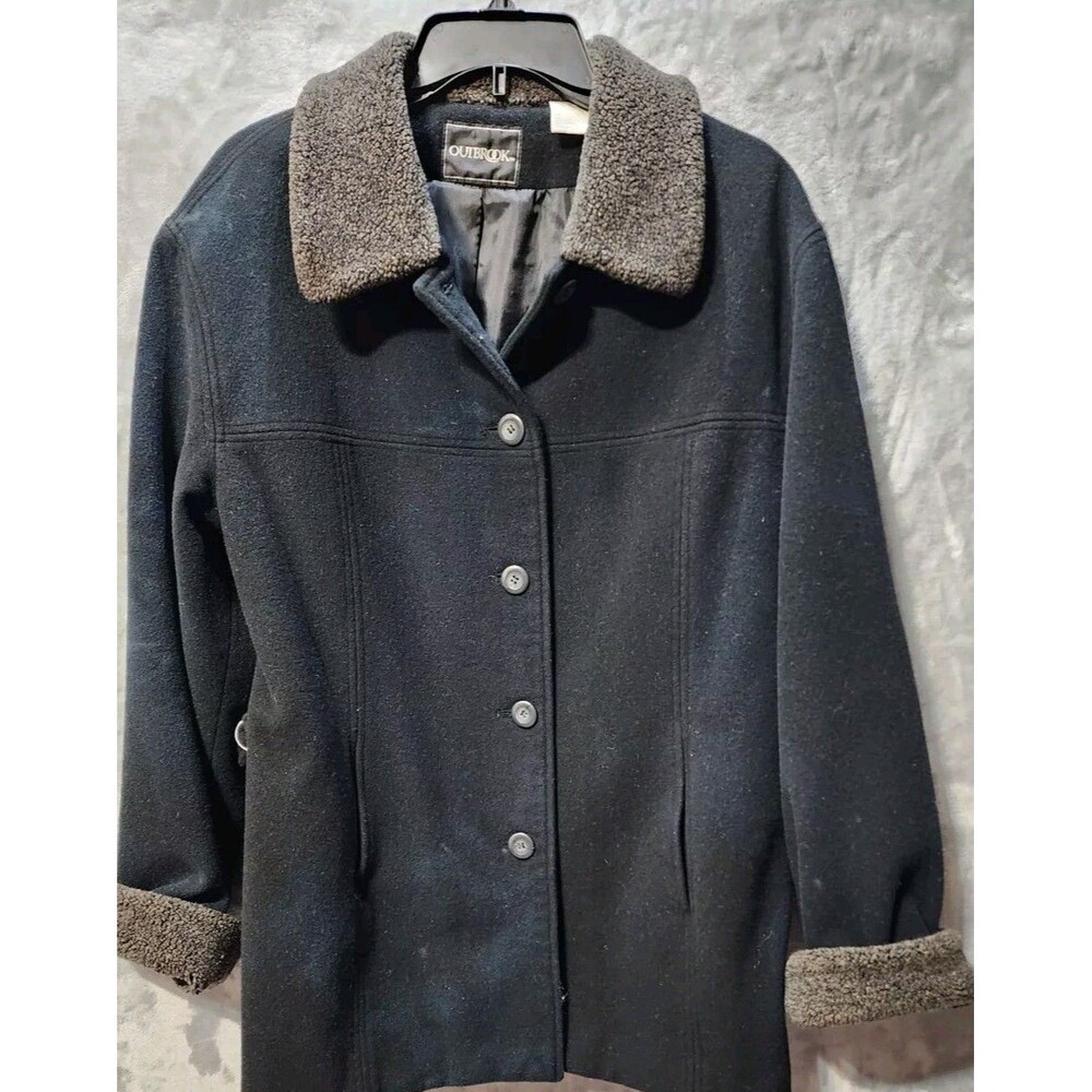 Vintage Oakbrook Wool Blend Womens Chore Barn Coat Jacket 14 Black Outdoor